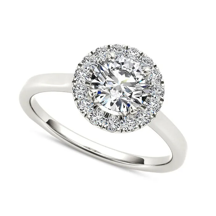 120 CT TW Natural Diamond Frame Engagement Ring in Solid 14K White Gold Goldia Rings
