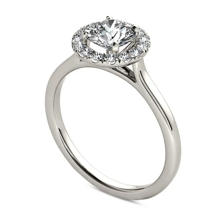 120 CT TW Natural Diamond Frame Engagement Ring in Solid 14K White Gold Goldia Rings 120 CT TW Natural Diamond Frame Engagement Ring in Solid 14K White Gold Goldia Rings