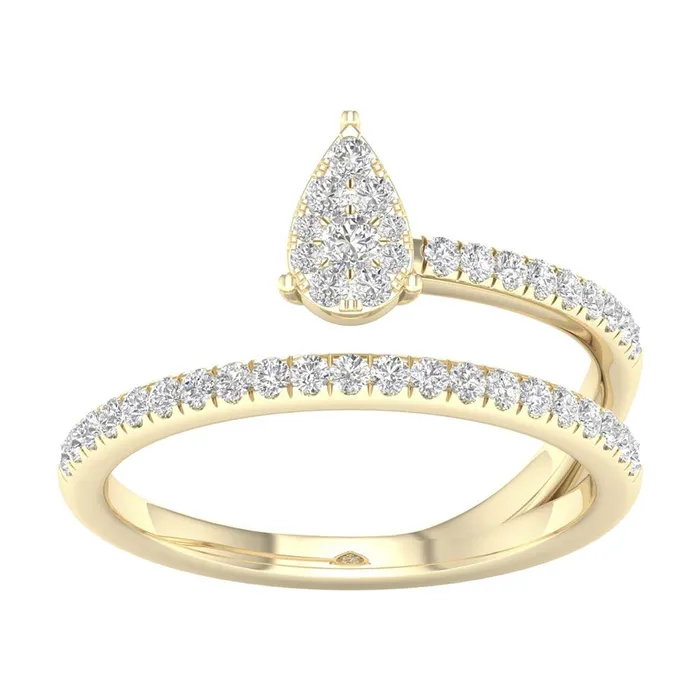 10k Yellow Gold Round Diamond Pear Teardrop Spiral Band Ring 13 Cttw gndatlanta Rings 10k Yellow Gold Round Diamond Pear Teardrop Spiral Band Ring 13 Cttw gndatlanta Rings