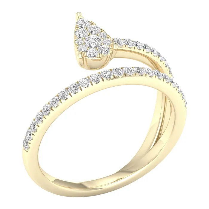 10k Yellow Gold Round Diamond Pear Teardrop Spiral Band Ring 13 Cttw gndatlanta Rings