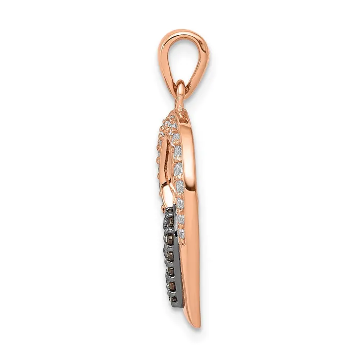 14k Rose Gold Champagne and White Real Diamond Hearts Pendant Goldia Necklaces
