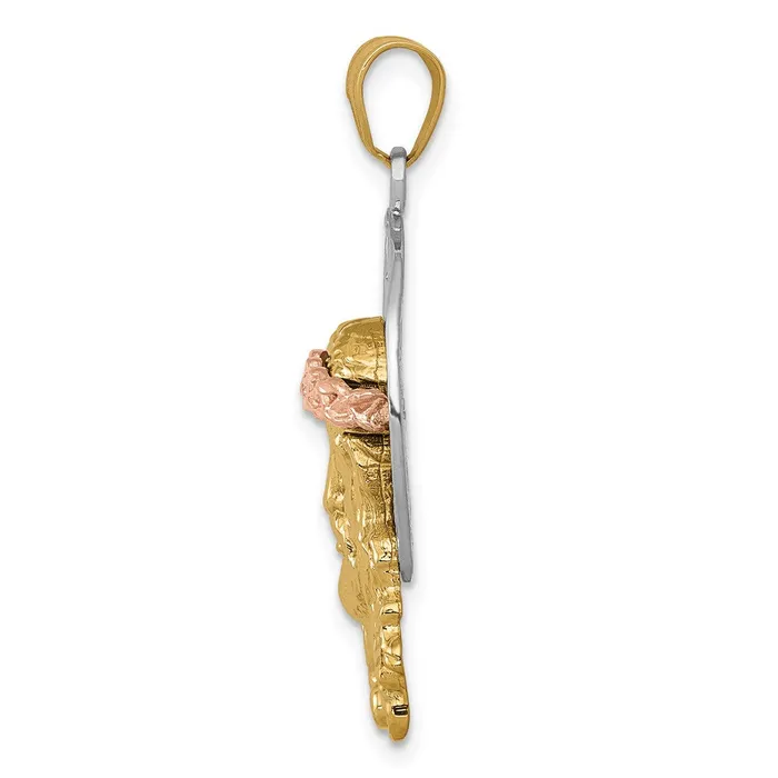 14k TriColor Gold Diamondcut Christ Charm Goldia Charm Necklaces