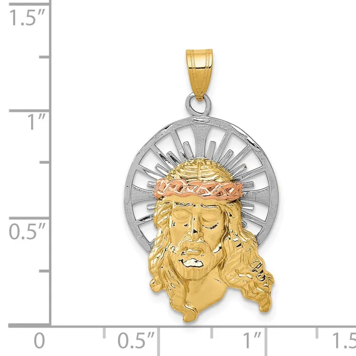14k TriColor Gold Diamondcut Christ Charm Goldia Charm Necklaces