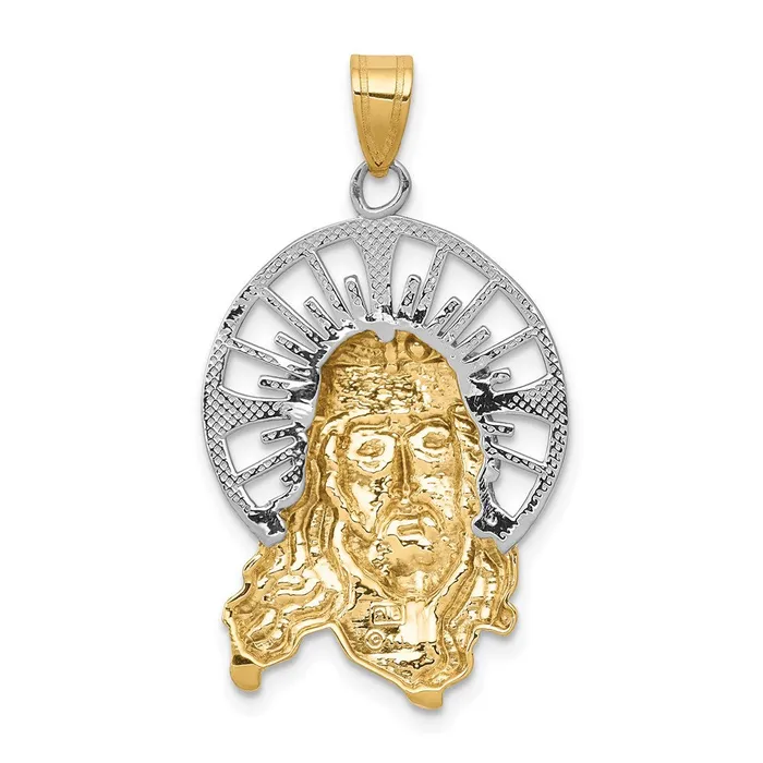14k TriColor Gold Diamondcut Christ Charm Goldia Charm Necklaces