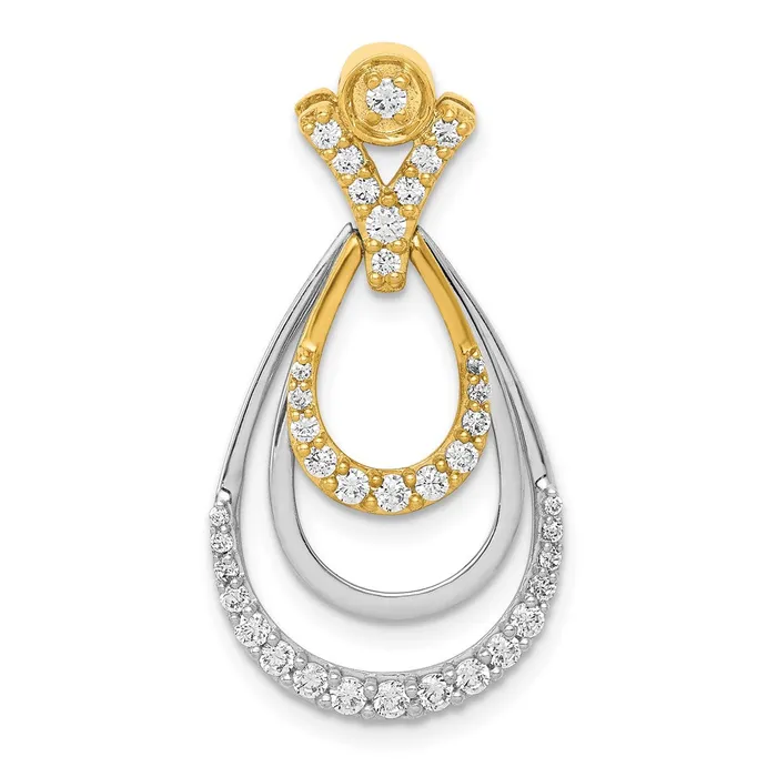 14k TwoTone Gold 12ct Real Diamond Triple Teardrop Pendant Goldia Rings 14k TwoTone Gold 12ct Real Diamond Triple Teardrop Pendant Goldia Rings