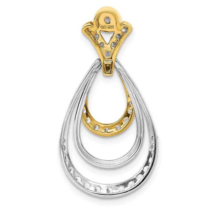 14k TwoTone Gold 12ct Real Diamond Triple Teardrop Pendant Goldia Rings