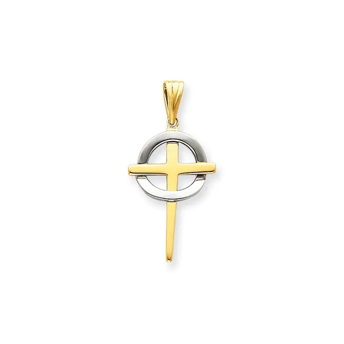 14k Twotone Gold Celti Cross Pendant Goldia Rings