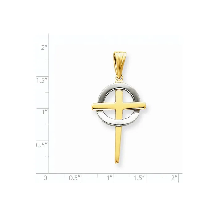 14k Twotone Gold Celti Cross Pendant Goldia Rings
