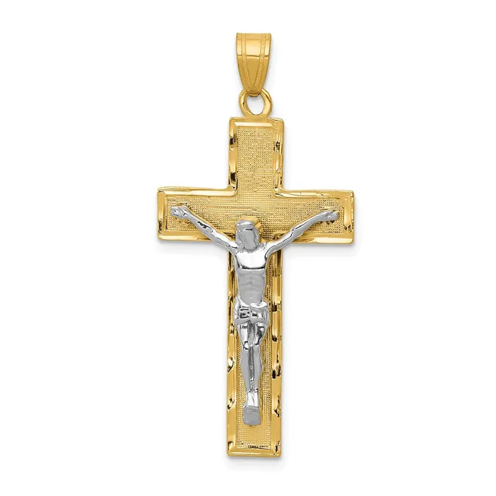 14k Twotone Gold Diamondcut Crucifix Pendant Goldia Rings