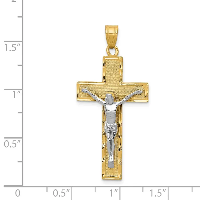 14k Twotone Gold Diamondcut Crucifix Pendant Goldia Rings