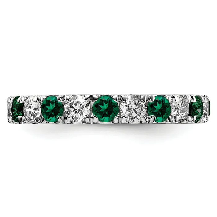 14k White Gold 1 15 Ct Lab Grown Diamond VSSI G and Lab Created Emerald Eternity Band Ring Goldia Rings