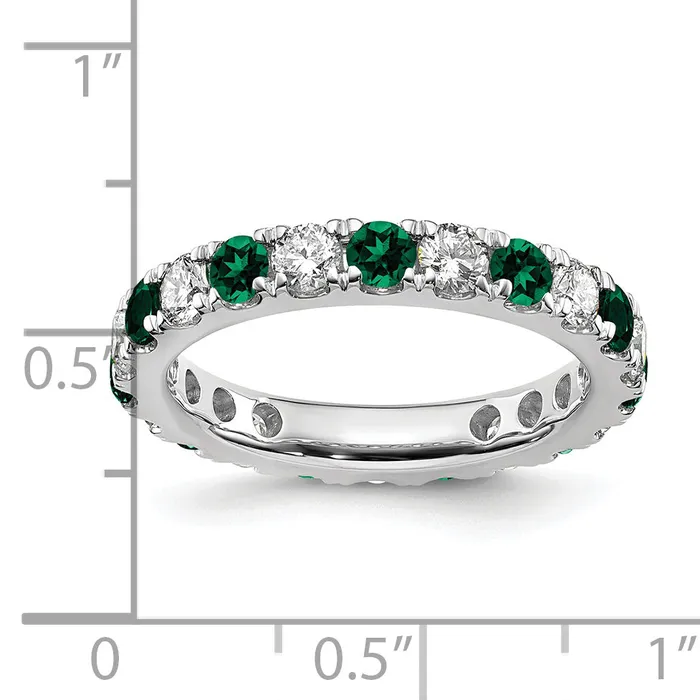 14k White Gold 1 15 Ct Lab Grown Diamond VSSI G and Lab Created Emerald Eternity Band Ring Goldia Rings