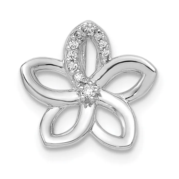 14k White Gold 120ct Real Diamond Flower Chain Slide Goldia Earrings