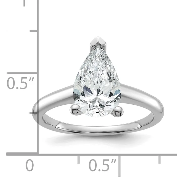 14k White Gold 2 Ct Certified Lab Grown Diamond VSSI G Pear Solitare Engagement Ring Goldia Rings