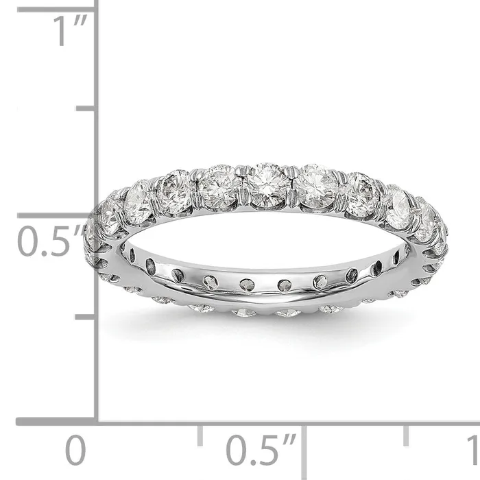 14k White Gold 2 Ct Lab Grown Diamond VSSI G Shared Prong Eternity Band Ring Goldia Rings