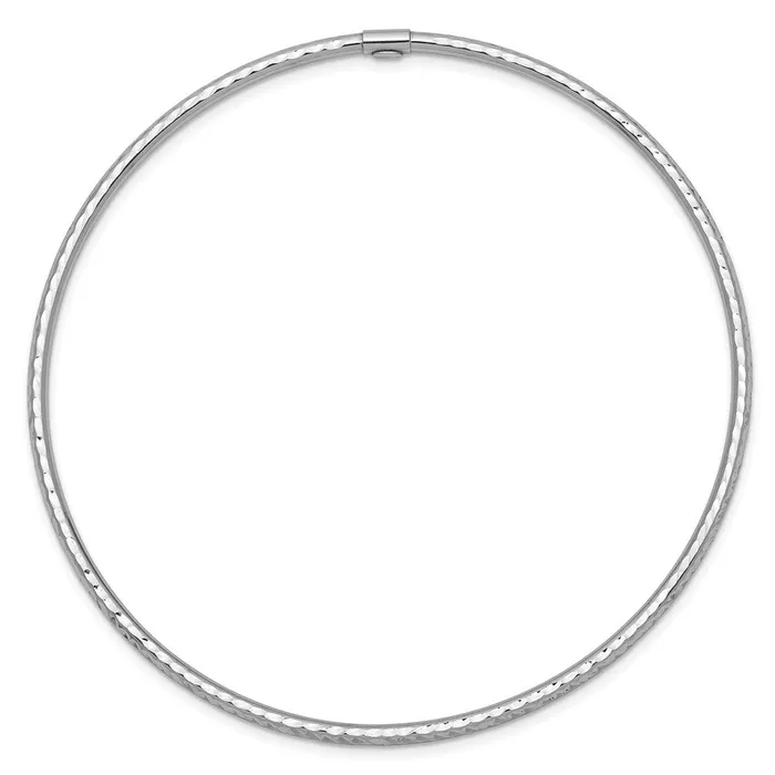 14k White Gold 2mm Diamondcut Slipon Bangle Goldia Earrings