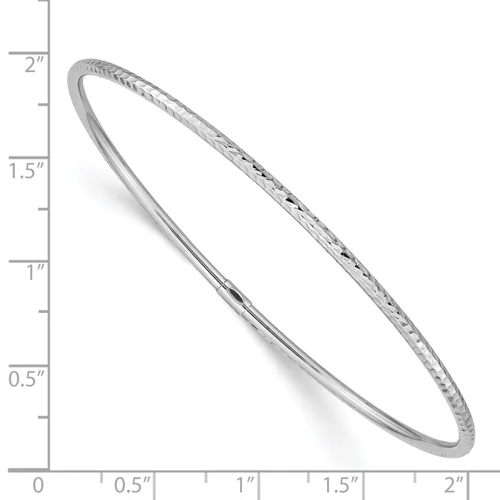 14k White Gold 2mm Diamondcut Slipon Bangle Goldia Earrings