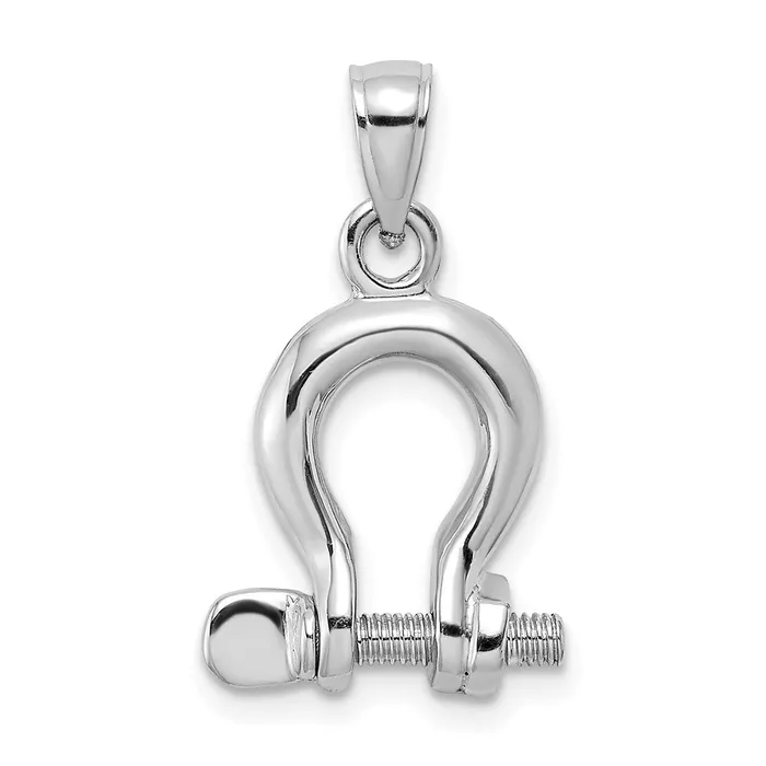 14k White Gold 3D Medium Shackle Link Screw Charm Goldia Charm Necklaces 14k White Gold 3D Medium Shackle Link Screw Charm Goldia Charm Necklaces