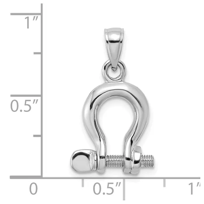 14k White Gold 3D Medium Shackle Link Screw Charm Goldia Charm Necklaces