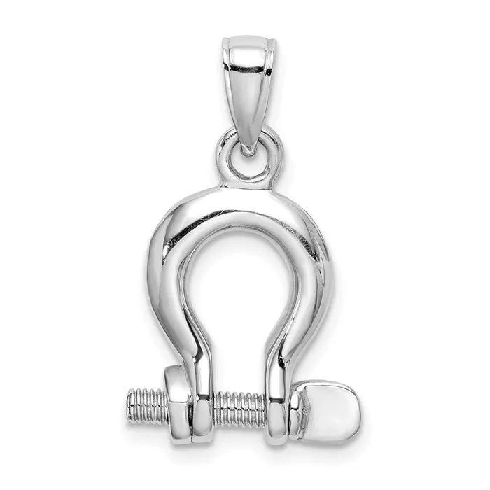 14k White Gold 3D Medium Shackle Link Screw Charm Goldia Charm Necklaces