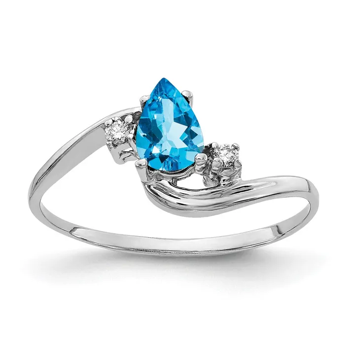 14k White Gold 6x4mm Pear Blue Topaz Checker A Real Diamond ring Goldiacom Rings 14k White Gold 6x4mm Pear Blue Topaz Checker A Real Diamond ring Goldiacom Rings