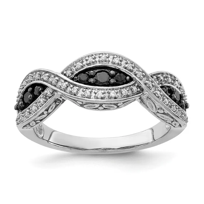 14k White Gold and Black Real Diamond Twist Ring Goldiacom Rings