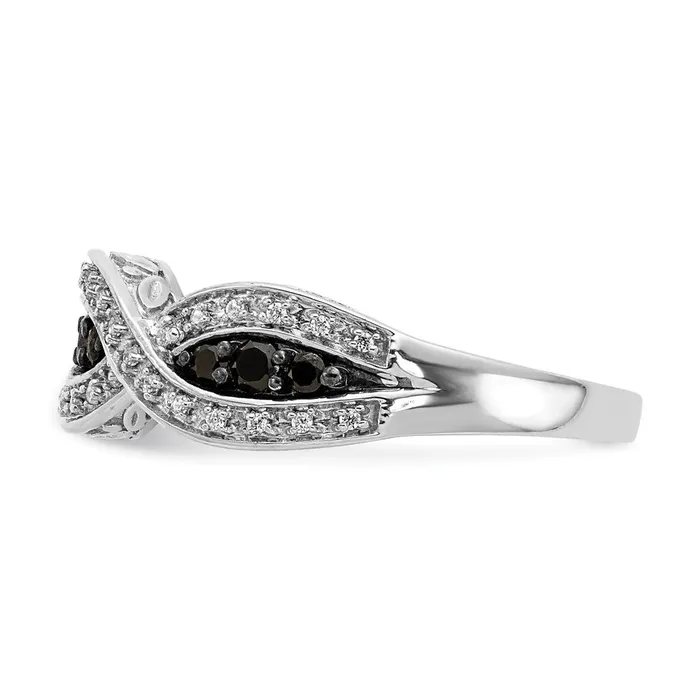 14k White Gold and Black Real Diamond Twist Ring Goldiacom Rings