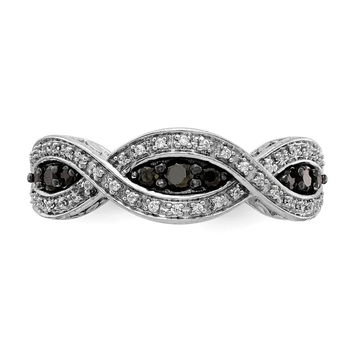 14k White Gold and Black Real Diamond Twist Ring Goldiacom Rings