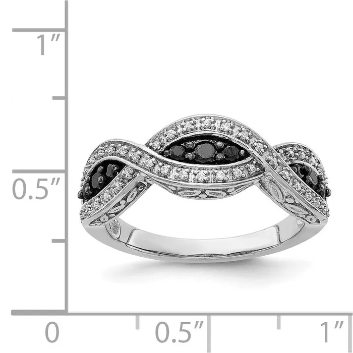 14k White Gold and Black Real Diamond Twist Ring Goldiacom Rings