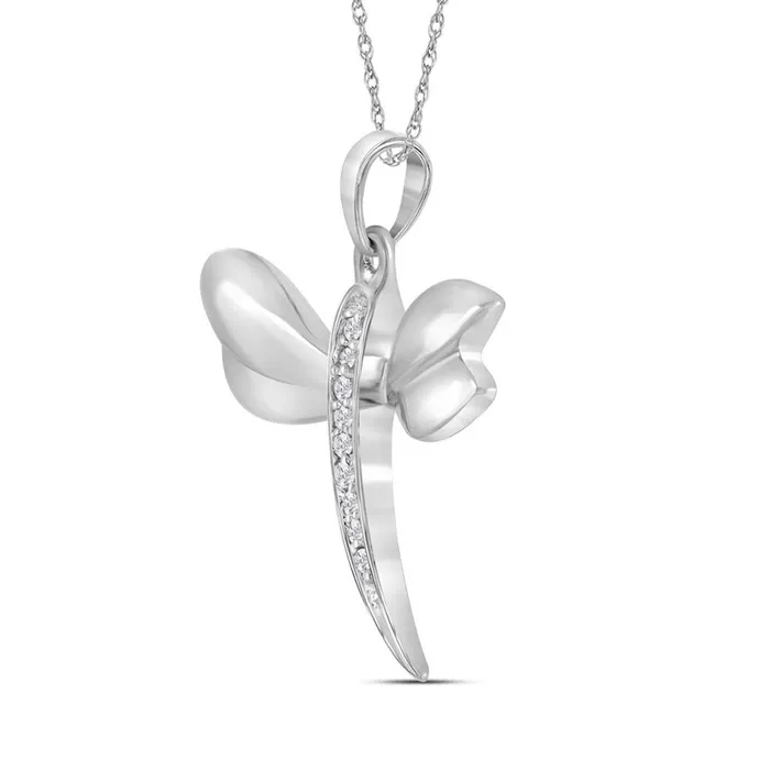 14k White Gold Diamondaccented Dragonfly Winged Insect Charm Pendant 03 Cttw gndatlanta Charm Necklaces 14k White Gold Diamondaccented Dragonfly Winged Insect Charm Pendant 03 Cttw gndatlanta Charm Necklaces