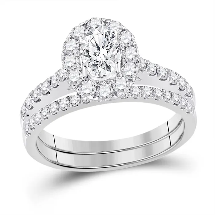 14k White Gold Oval Diamond Bridal Wedding Ring Set 138 Cttw Certified gndatlanta Rings 14k White Gold Oval Diamond Bridal Wedding Ring Set 138 Cttw Certified gndatlanta Rings