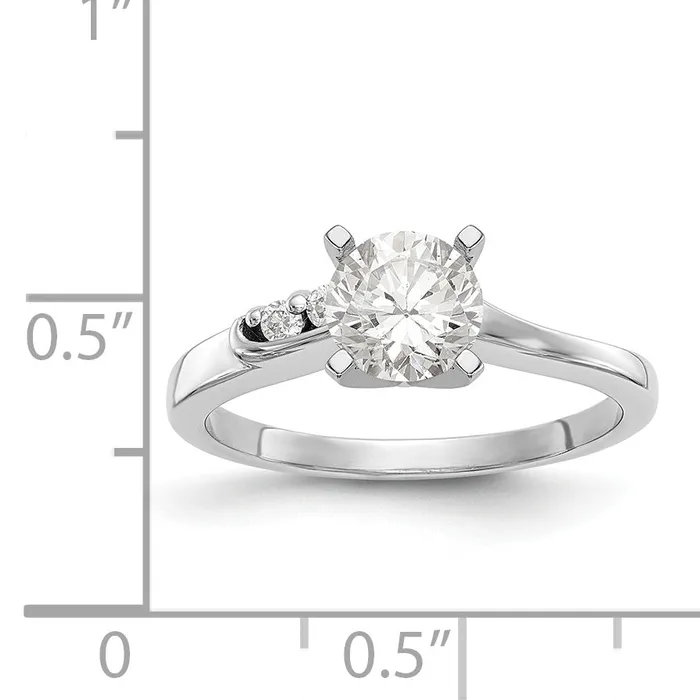 14k White Gold Peg Set Simulated Diamond By Pass Engagement Ring Goldiacom Rings