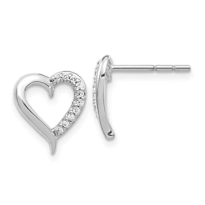 14k White Gold Real Diamond Heart Earrings Goldia Earrings