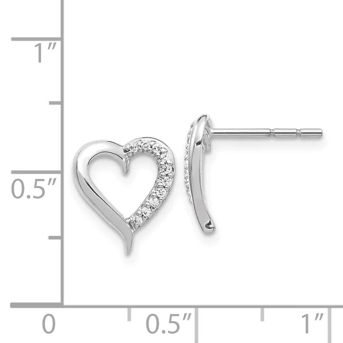 14k White Gold Real Diamond Heart Earrings Goldia Earrings