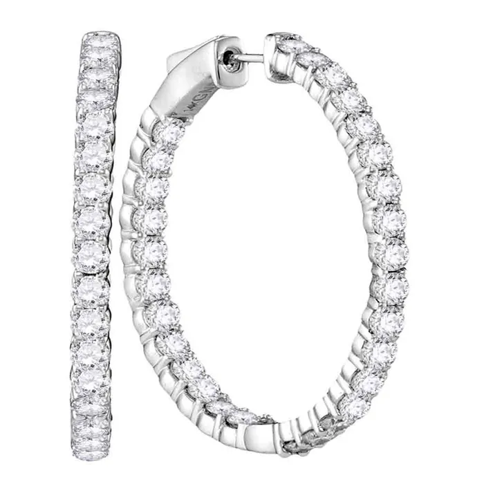 14k White Gold Round Diamond Hoop Inside Outside Earrings 4 Cttw gndatlanta Earrings 14k White Gold Round Diamond Hoop Inside Outside Earrings 4 Cttw gndatlanta Earrings