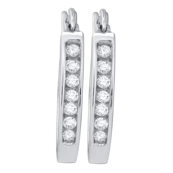 14k White Gold Round Diamond Single Row Hoop Earrings 14 Cttw gndatlanta Earrings 14k White Gold Round Diamond Single Row Hoop Earrings 14 Cttw gndatlanta Earrings
