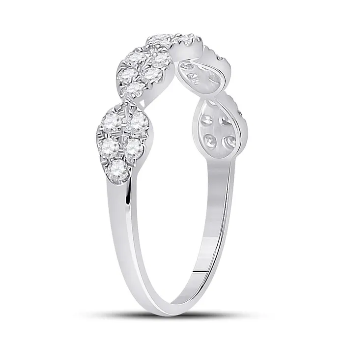14k White Gold Round Diamond Teardrop Stackable Band Ring 13 Ctw gndatlanta Rings