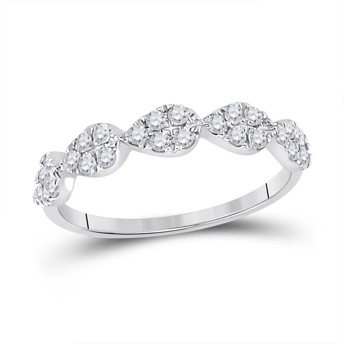 14k White Gold Round Diamond Teardrop Stackable Band Ring 13 Ctw gndatlanta Rings