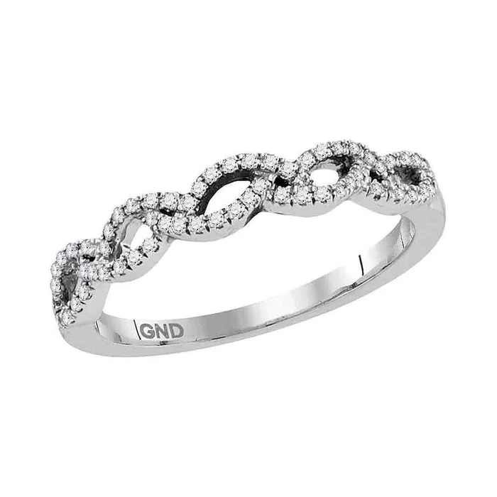 14k White Gold Round Diamond Woven Band Ring 15 Cttw gndatlanta Rings