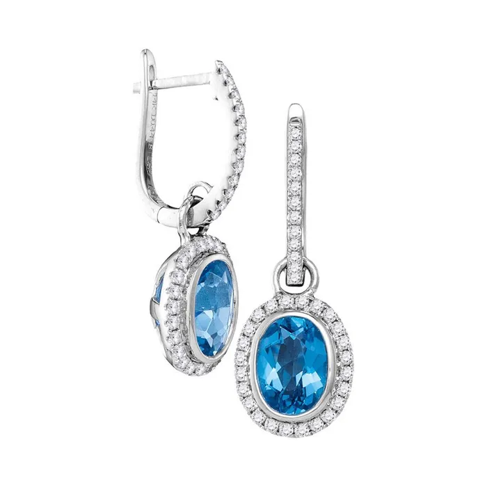 14k White Gold Round Natural Blue Topaz Diamond Oval Dangle Earrings 3 Cttw gndatlanta Earrings 14k White Gold Round Natural Blue Topaz Diamond Oval Dangle Earrings 3 Cttw gndatlanta Earrings