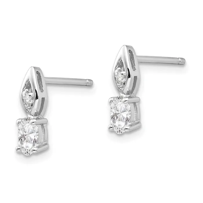 14k White Gold White Topaz and Diamond Post Earrings Goldia Earrings