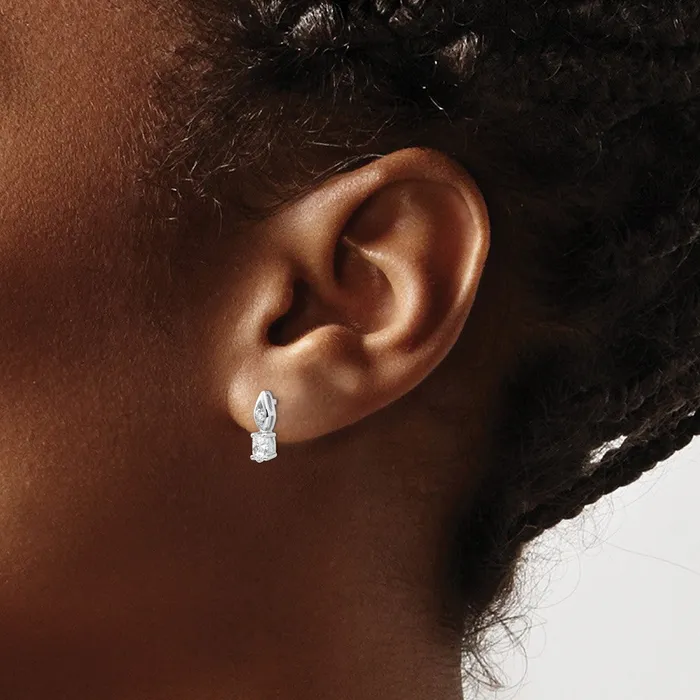 14k White Gold White Topaz and Diamond Post Earrings Goldia Earrings