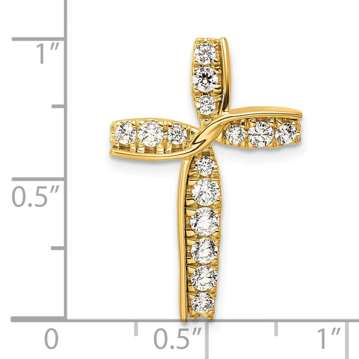14k Yellow Gold 12 Ct Lab Grown Diamond VSSI G Chain Slide Pendant Goldia Necklaces