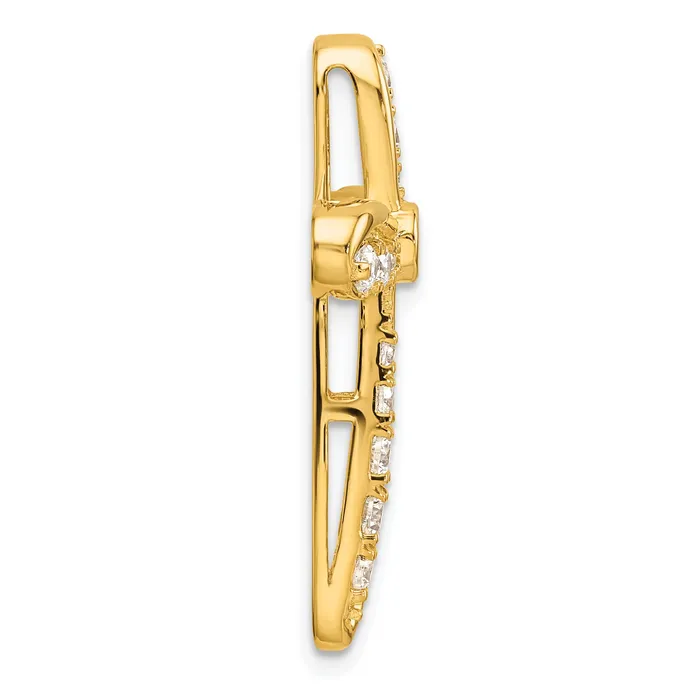 14k Yellow Gold 34 Ct Lab Grown Diamond VSSI G Cross Chain Slide Pendant Goldia Necklaces