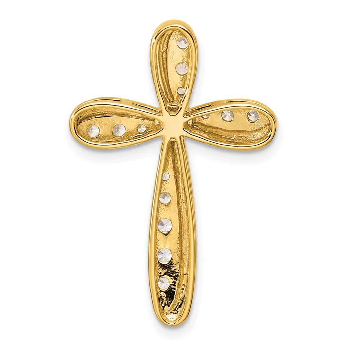 14k Yellow Gold 34 Ct Lab Grown Diamond VSSI G Cross Chain Slide Pendant Goldia Necklaces