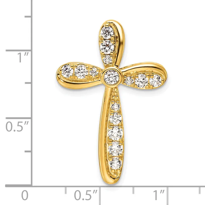 14k Yellow Gold 34 Ct Lab Grown Diamond VSSI G Cross Chain Slide Pendant Goldia Necklaces