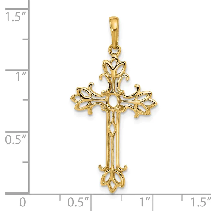 14k Yellow Gold 5x3mm Oval Pink Tourmaline cross pendant Goldia Necklaces