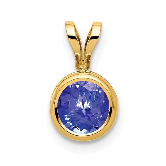 14k Yellow Gold 6mm Tanzanite bezel pendant Goldia PreStyled Sets