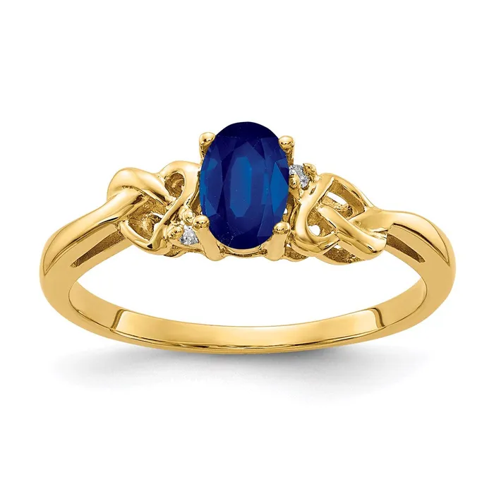 14K Yellow Gold 6x4mm Oval Sapphire A Real Diamond ring Goldia Rings