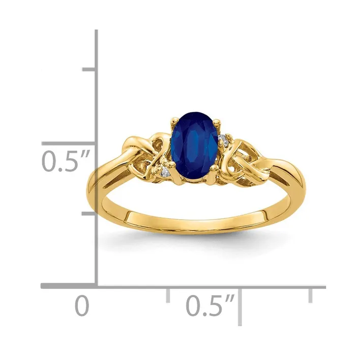 14K Yellow Gold 6x4mm Oval Sapphire A Real Diamond ring Goldia Rings
